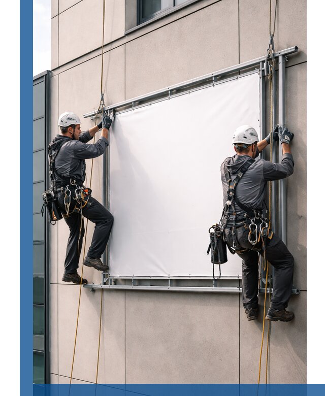 Монтаж наружной рекламной вывески в Березниках под ключ