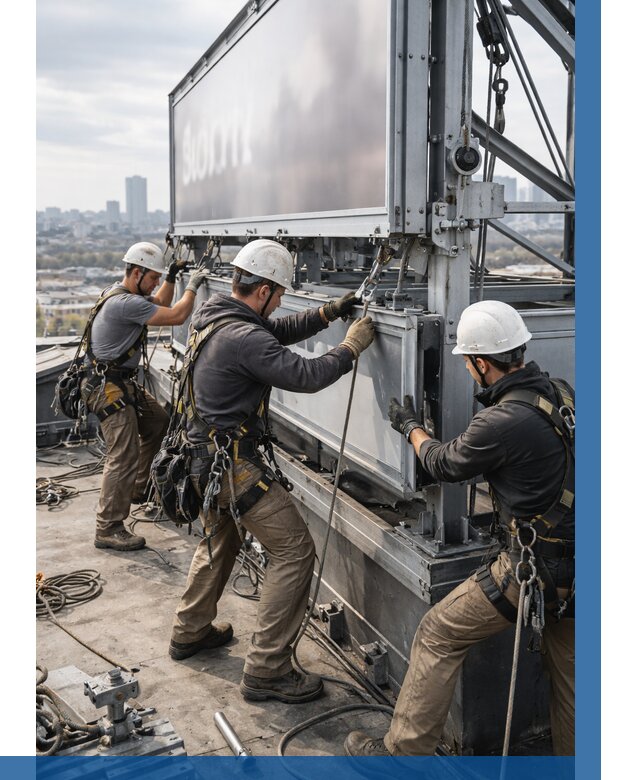 Монтаж крышной рекламной конструкции в Березниках от 61794 р.|ВЫСОТНИК-Брз