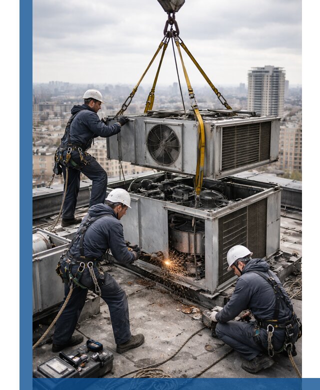 Демонтаж крышной установки в Березниках любой сложности