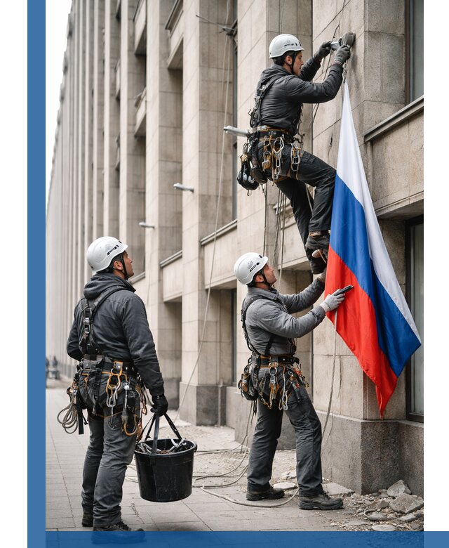 Профессиональная установка флагов на фасаде в Березниках