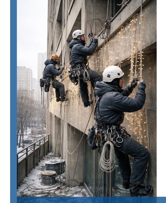 Монтаж новогодней иллюминации и украшение фасадов в Березниках