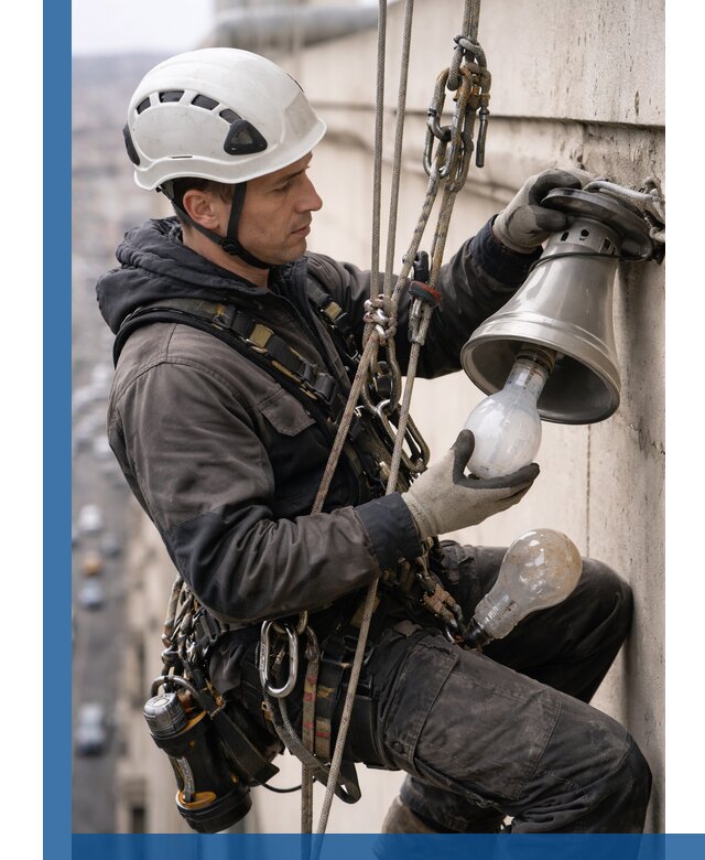 Замена ламп на высоте в Березниках профессионально и быстро