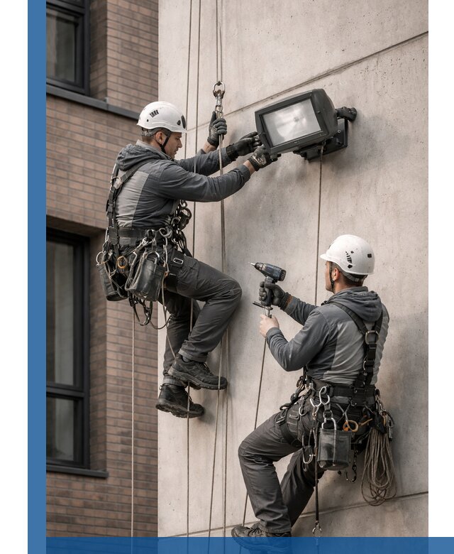 Профессиональный монтаж фасадных прожекторов в Березниках под ключ