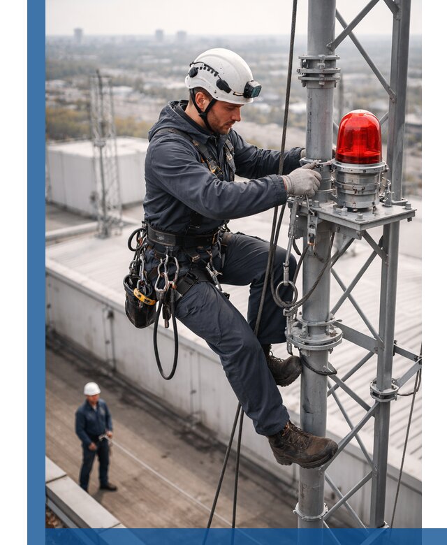 Монтаж заградительных огней и обслуживание объектов в Березниках