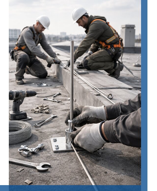 Монтаж молниезащиты на кровле в Березниках цена от 25748 р. | ВЫСОТНИК-Брз