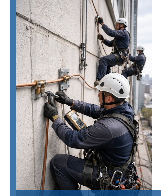 Монтаж системы заземления здания и молниезащиты в Березниках