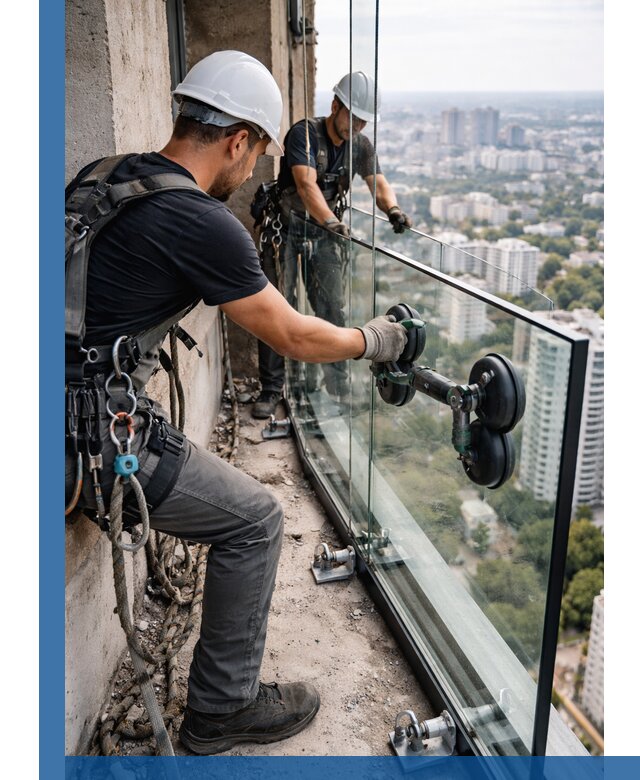 Монтаж стеклянных ограждений под ключ с гарантией в Березниках