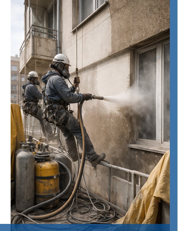 Пескоструйная очистка фасада в Березниках от 669 р. | ВЫСОТНИК-Брз