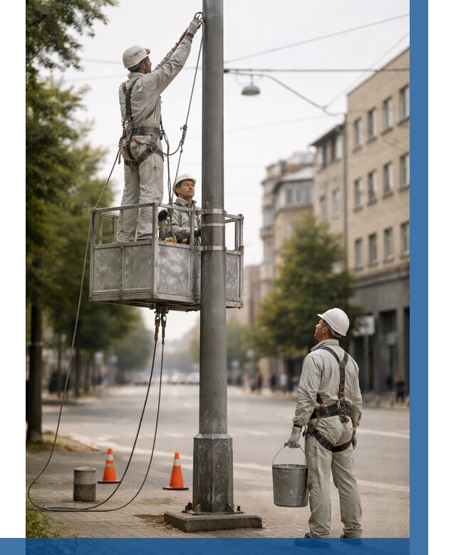 Покраска опор освещения в Березниках от 5150 р. | ВЫСОТНИК-Брз