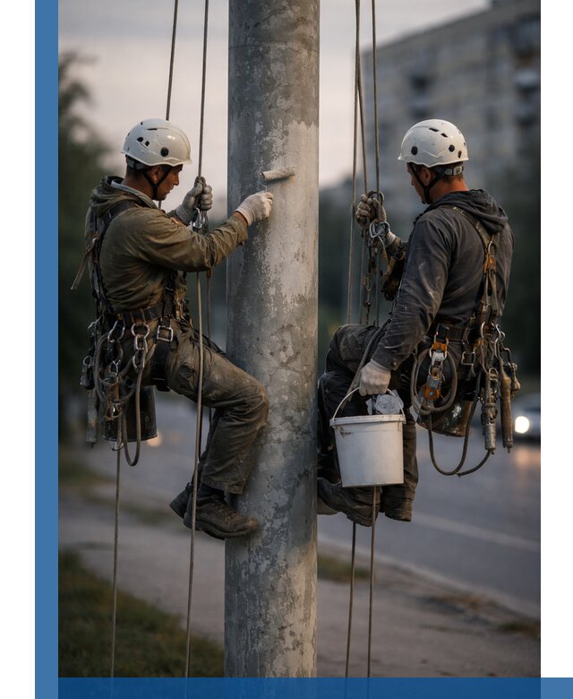 Покраска опор освещения и антикоррозийная защита в Березниках