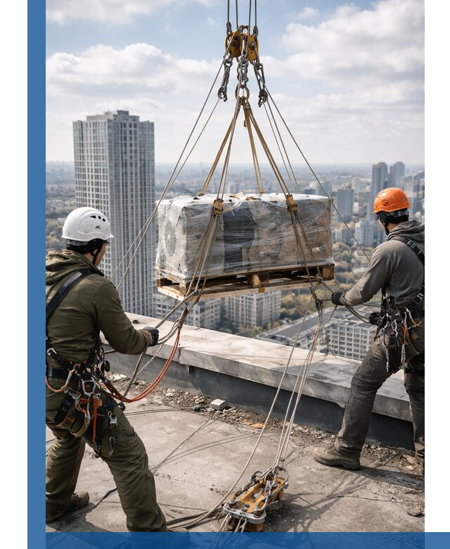 Подъем и монтаж крупногабаритных грузов на крышу в Березниках