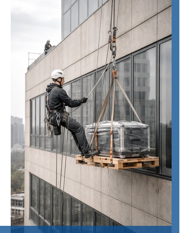 Спуск груза по фасаду в Березниках от 3605 р. | ВЫСОТНИК-Брз