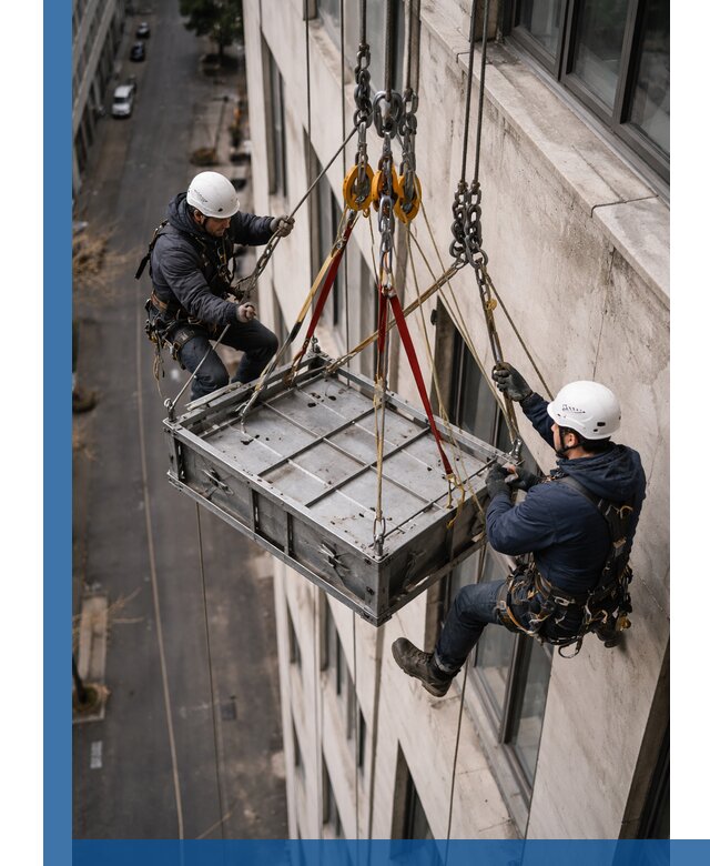 Спуск и подъем грузов по фасаду в Березниках для зданий
