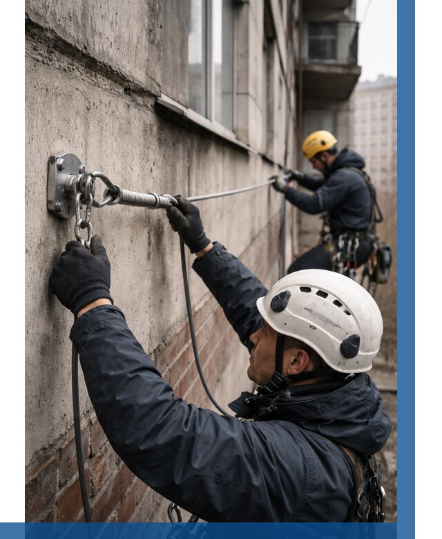 Монтаж анкерных линий в Березниках от 3090 р. | ВЫСОТНИК-Брз