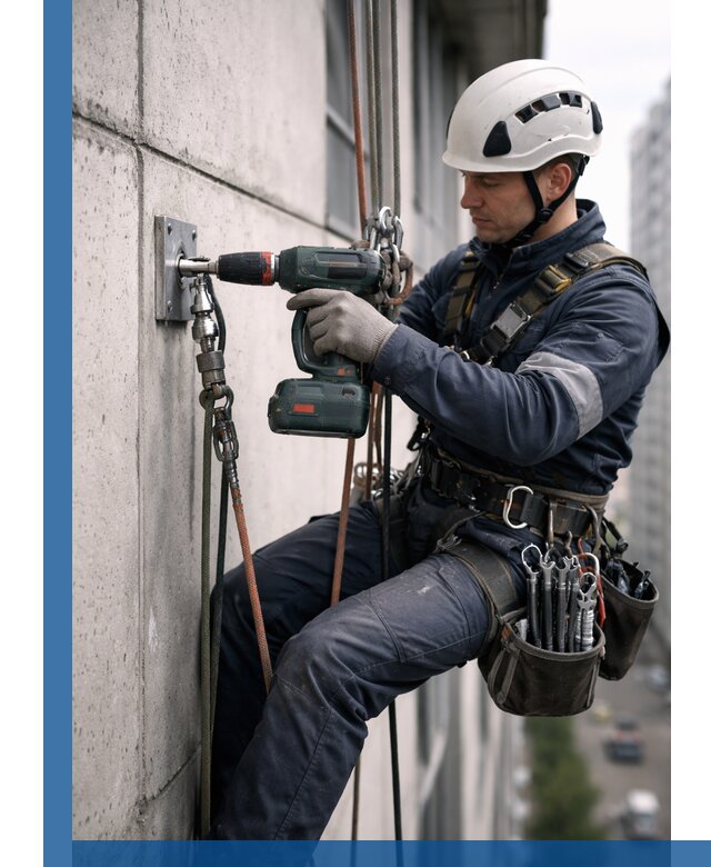 Установка анкерных точек для высотных работ в Березниках